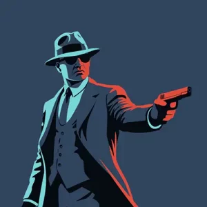 Ein Bild mit einer gezeichneten Figur aus einem Detektivhörspiel.